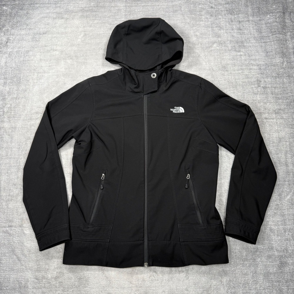 The North Face Jacket Womens Large Black Hooded Softshell Apex Bionic Outdoors